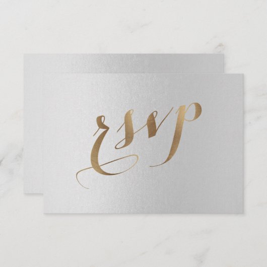 Charming Gold Foil Gray Wedding RSVP (Voorkant / Achterkant)