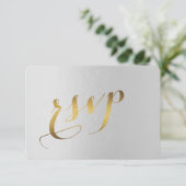 Charming Gold Foil Gray Wedding RSVP Kaartje (Staand voorkant)