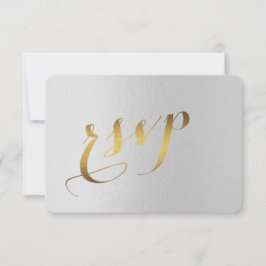 Charming Gold Foil Gray Wedding RSVP Kaartje
