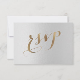 Charming Gold Foil Gray Wedding RSVP Kaartje
