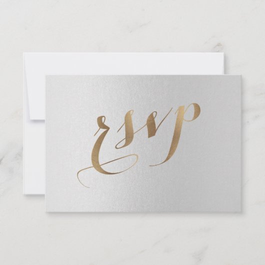 Charming Gold Foil Gray Wedding RSVP Kaartje (Voorkant)