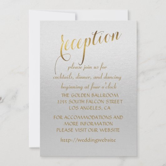 Charming Gold Foil Grey Wedding Invitation Kaart (Voorkant)