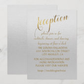 Charming Gold Foil Grey Wedding Invitation Kaart (Voorkant / Achterkant)
