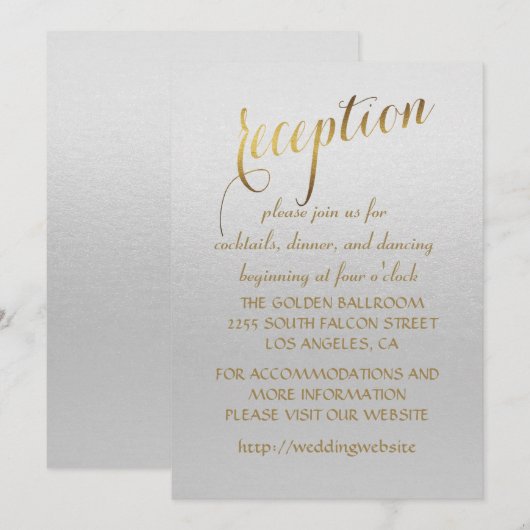 Charming Gold Foil Grey Wedding Invitation Kaart (Voorkant / Achterkant)