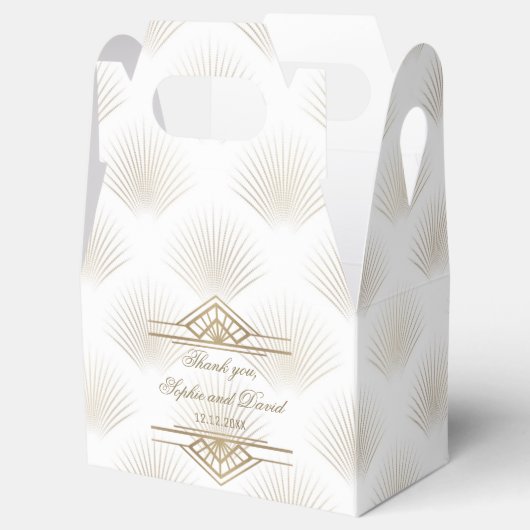 Charming Gold Great Gatsby Art Deco 1920s Wedding Bedankdoosjes (Geopend)