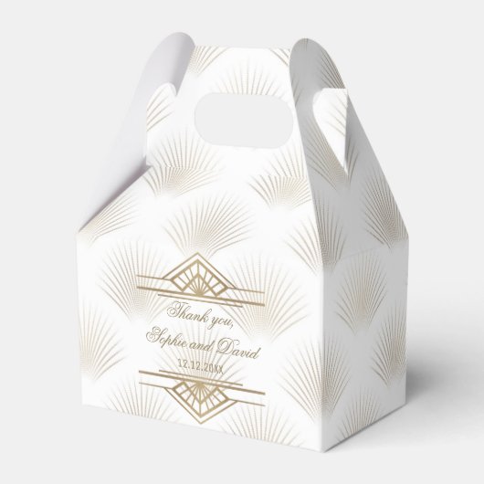 Charming Gold Great Gatsby Art Deco 1920s Wedding Bedankdoosjes (Voorkant Zijde)