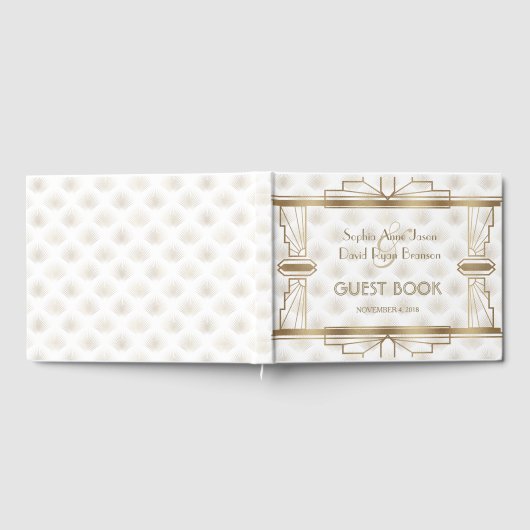 Charming Gold Great Gatsby Art Deco 1920s Wedding Gastenboek (Volledig)