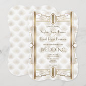 Charming Gold Great Gatsby Art Deco 1920s Wedding Kaart (Voorkant / Achterkant)