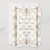 Charming Gold Great Gatsby Art Deco 1920s Wedding Kaart (Voorkant)