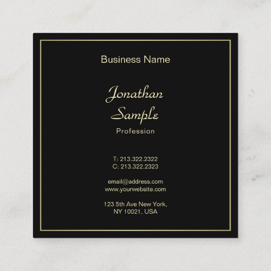 Charming Gold Handwrited Script Elegant Plain Vierkante Visitekaartje (Achterkant)