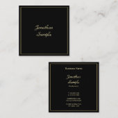 Charming Gold Handwrited Script Elegant Plain Vierkante Visitekaartje (Voorkant / Achterkant)