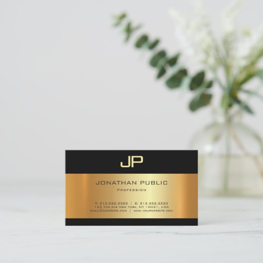 Charming Gold Light Shadow Modern Elegant Luxury Visitekaartje (Staand voorkant)