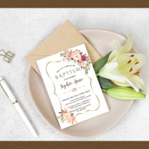 Charming Gold Lijst Blush Pink Floral Baptisme