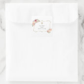 Charming Gold Lijst Blush Pink Floral Baptisme Vierkante Sticker (Tas)