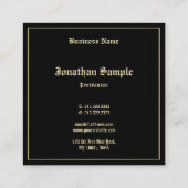 Charming Gold Old English Script Elegant Plain Vierkante Visitekaartje (Achterkant)