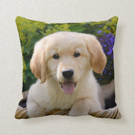 Charming Goldie Cute Puppy Portret, Square Kussen