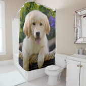 Charming Goldie Dog Puppy Showgordijn Douchegordijn (In situ)