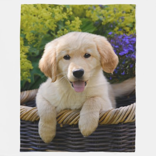 Charming Goldie Puppy Fleece Deken (Voorkant)