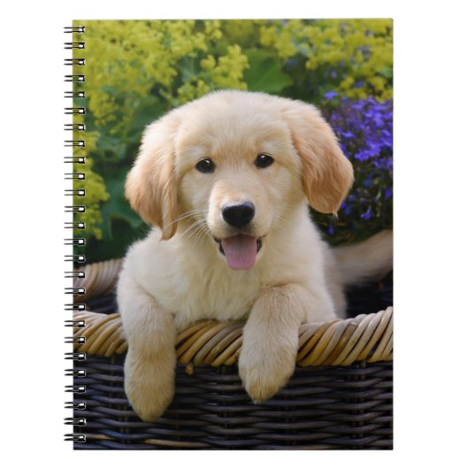 Charming Goldie Retriever Cute Puppy, fotocover Notitieboek (Voorkant)