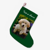 Charming Goldie Retriever Dog Puppy Personalized Kleine Kerstsok (Voorkant (Hangend))