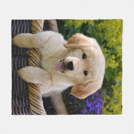 Charming Goldie Retriever Dog Puppy Photo Portret Fleece Deken (Voorkant (Horizontaal))