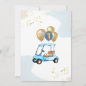 Charming Golf Cart First Birthday Boy Kaart (Achterkant)