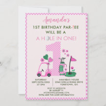 Charming Golf Pink Girl 1st Birthday Par-Tee