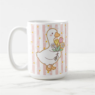 Charming Goose with Pink and Yellow Flowers Mug Koffiemok
