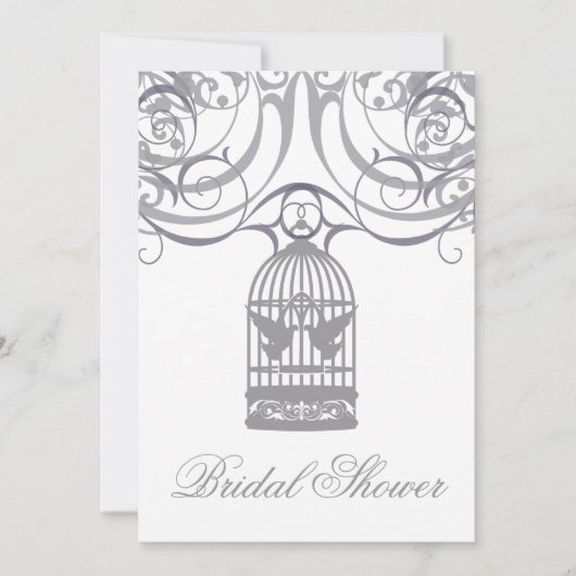 Charming Gray Birdcage Bridal Shower Kaart (Voorkant)