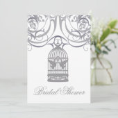 Charming Gray Birdcage Bridal Shower Kaart (Staand voorkant)