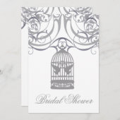 Charming Gray Birdcage Bridal Shower Kaart (Voorkant / Achterkant)