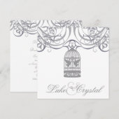 Charming Gray Birdcage Weddenschap Kaart (Voorkant / Achterkant)