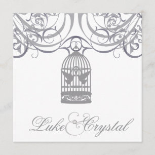 Charming Gray Birdcage Weddenschap Kaart