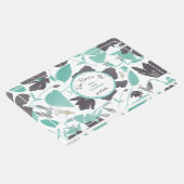 Charming Gray Mint Floral Pattern Vacation Rental Gastenboek (Hoek)