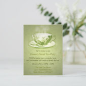 Charming Green Tea Party Invitation Kaart (Staand voorkant)
