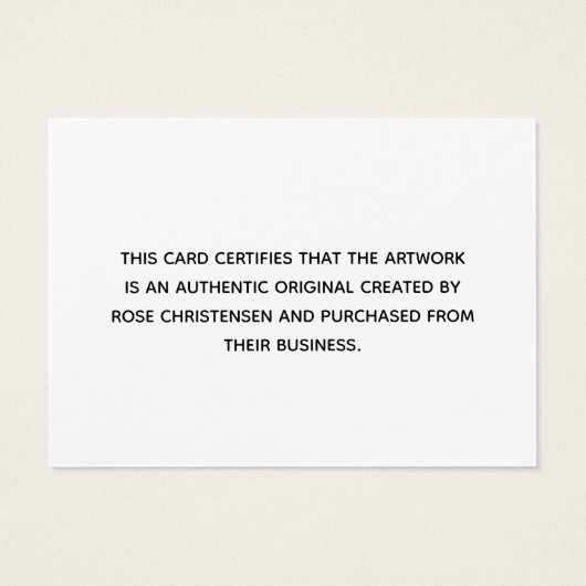 Charming Greenery Certificate of Authenticity Visitekaartje (Achterkant)