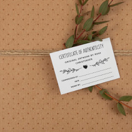 Charming Greenery Certificate of Authenticity Visitekaartje