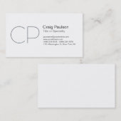 Charming Grey Black White Monogram Visitekaartje (Voorkant / Achterkant)