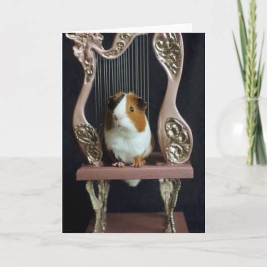 Charming Guinea Pig Harp Greeting Card – Storybook Kaart (Voorkant)