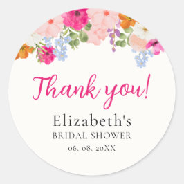 Charming Gypsy Blossoms Bridal Shower Ronde Sticker