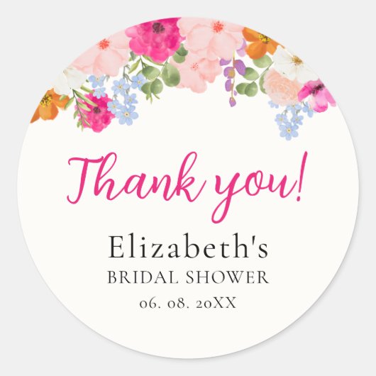 Charming Gypsy Blossoms Bridal Shower Ronde Sticker (Voorkant)
