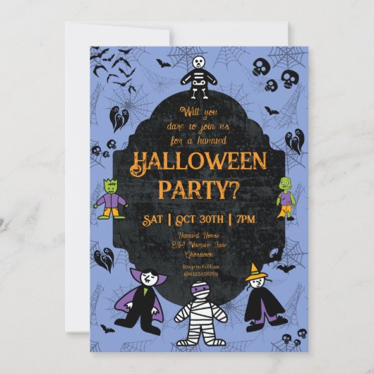Charming Halloween Characters Party Kaart (Voorkant)