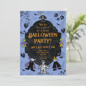 Charming Halloween Characters Party Kaart (Staand voorkant)