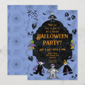 Charming Halloween Characters Party Kaart (Voorkant / Achterkant)