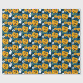 Charming Halloween Pumpkins Spooky Ghost Cadeaupapier (Vlak)