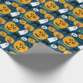 Charming Halloween Pumpkins Spooky Ghost Cadeaupapier (Hoek)
