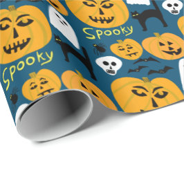 Charming Halloween Pumpkins Spooky Ghost Cadeaupapier