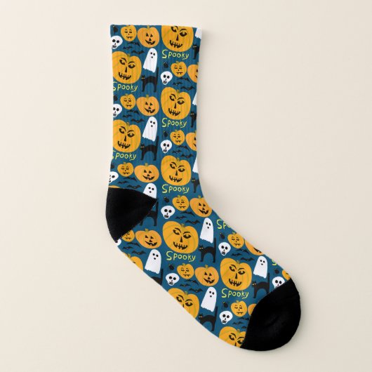 Charming Halloween Pumpkins Spooky Ghost Sokken (Links binnenkant)