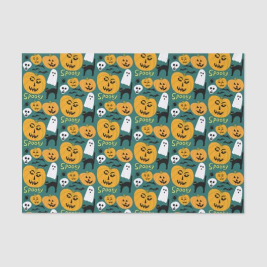 Charming Halloween Pumpkins Spooky Ghost Tissuepapier (Voorkant)
