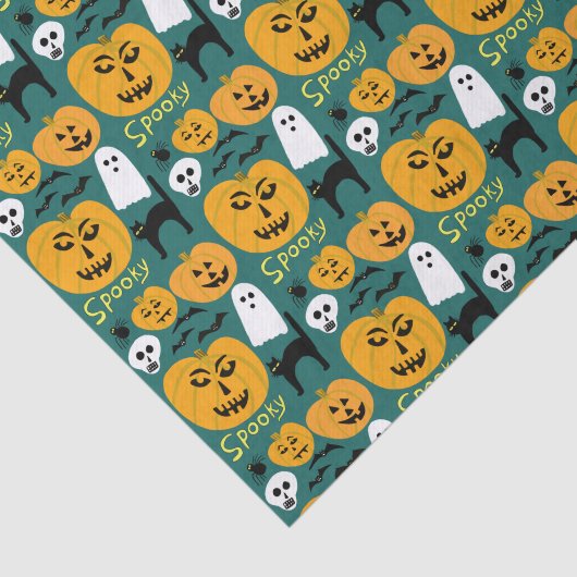 Charming Halloween Pumpkins Spooky Ghost Tissuepapier (Detail)